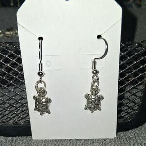 Hand Crafted Silver Turtle Dangle Earrings
